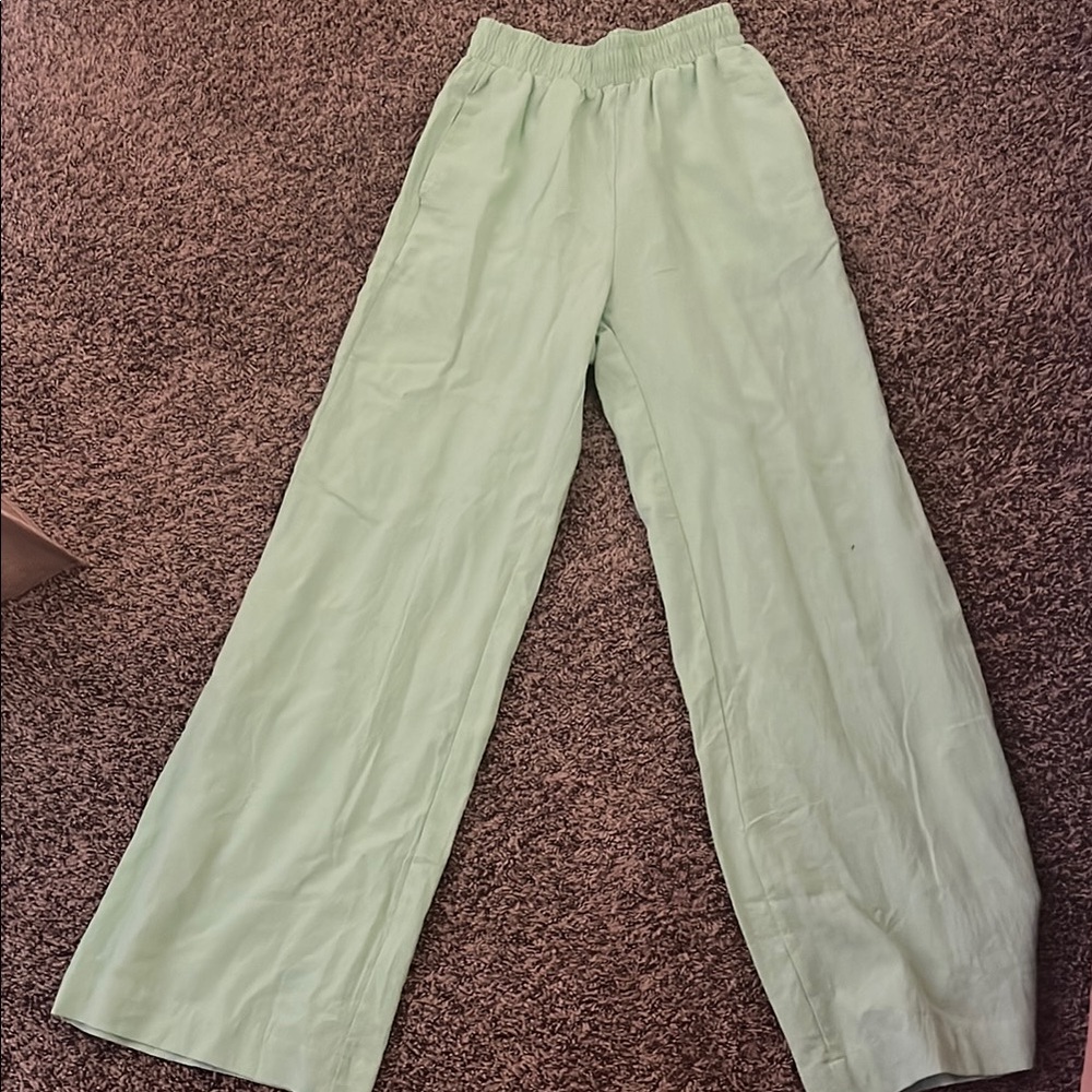 Women's Light Green Wide-Leg Pants